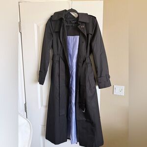 London Fog Black Trench Coat with Light Blue Lining